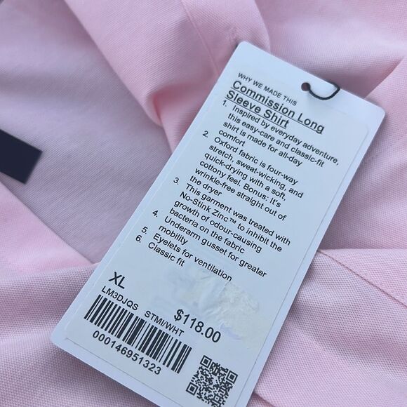 Lululemon Commission Long Sleeve Shirt Mens Size XL NWT  Pink - Picture 6 of 6